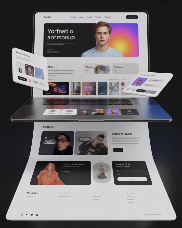 3d portfolio website mockup full page design…